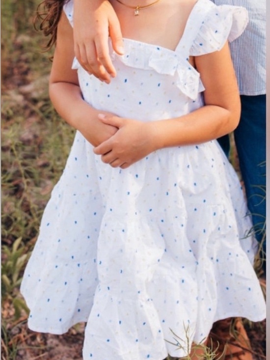 Janie and Jack Other - Janie and Jack White Dress with Blue and Yellow Polka Dots size 7.